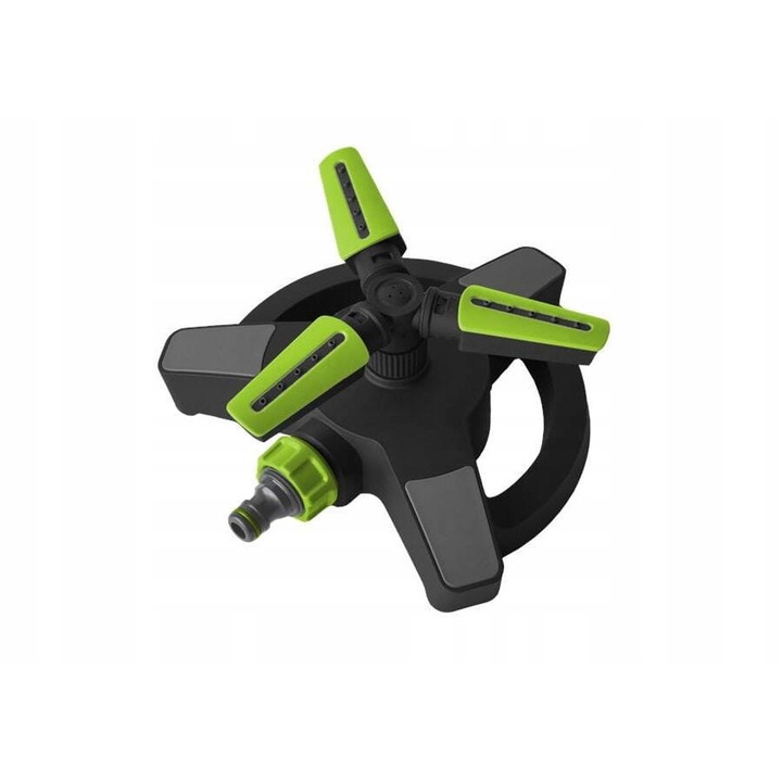 Aspersor rotativ cu trei brate, ABS, Negru/Verde