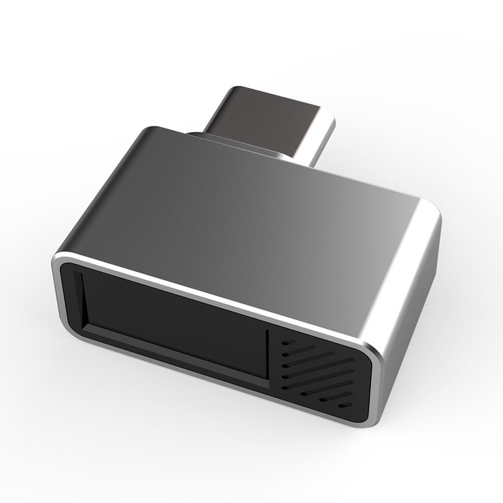 Dispozitiv Biometric cu Amprenta pentru PC, Model U9 - Smart ID, USB-C, Autentificare Instantanee si Sigura: Timp de Raspuns de 0,05 secunde, Senzor 360°, Compatibil Windows Hello, Metalic