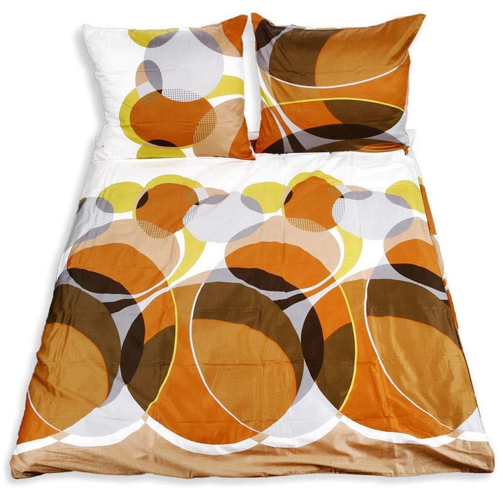 Faro ágyneműgarnitúra, szatén pamut, geometria, barna-szürke-bézs, 160x200cm, 70x80cm