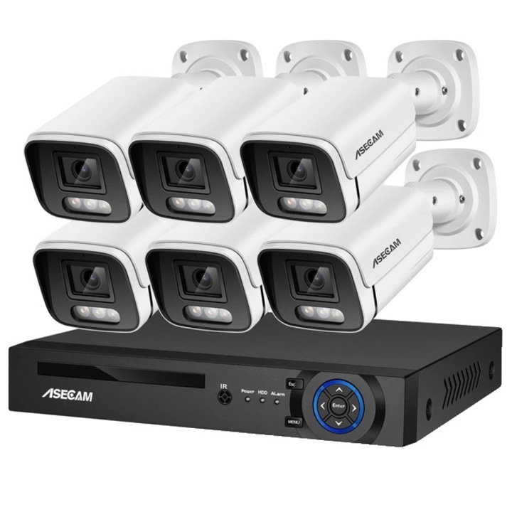 Kit 4 camere supraveghere 5 MP TurboHD, IR 25 metri, lentila 2.8mm si DVR 4 canale AcuSense, Sursa, Cablu, Mufe, HDD 1TB