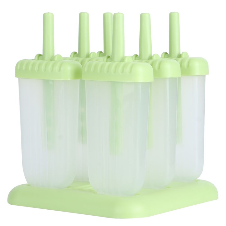 Forme inghetata, set 6 cavitati, polipropilena, verde, 15x14cm