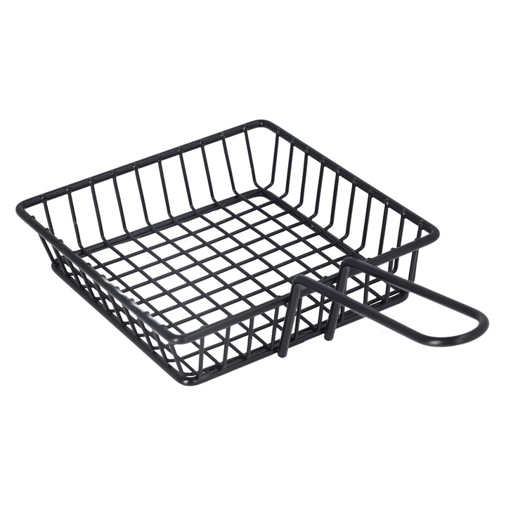 Cos de prajit, QttvbTna, Inox, 15 x 15 x 3.5 cm, Negru
