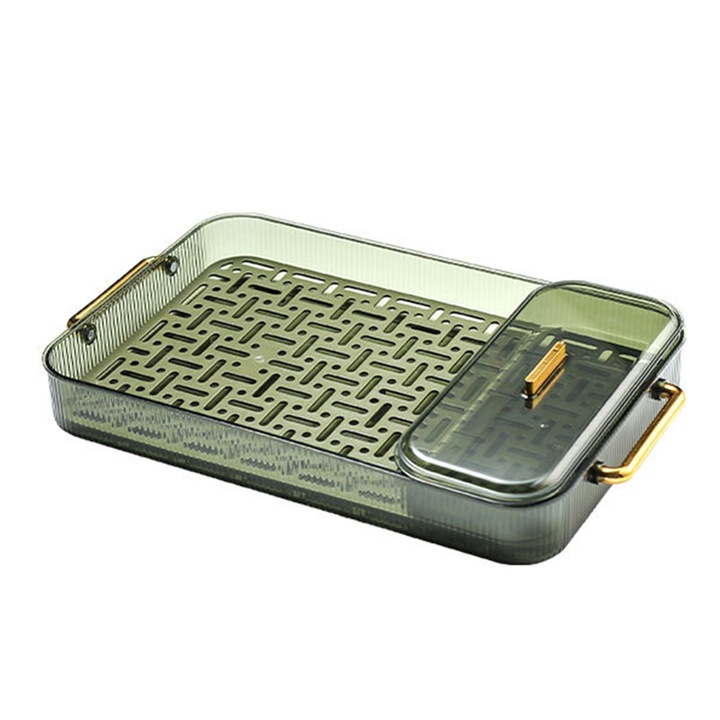 Tava pentru ceai cu drenaj dublu strat, Polipropilena, Verde