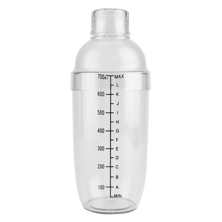 Átlátszó koktél shaker, 700 ml, 22,5x6,5 cm