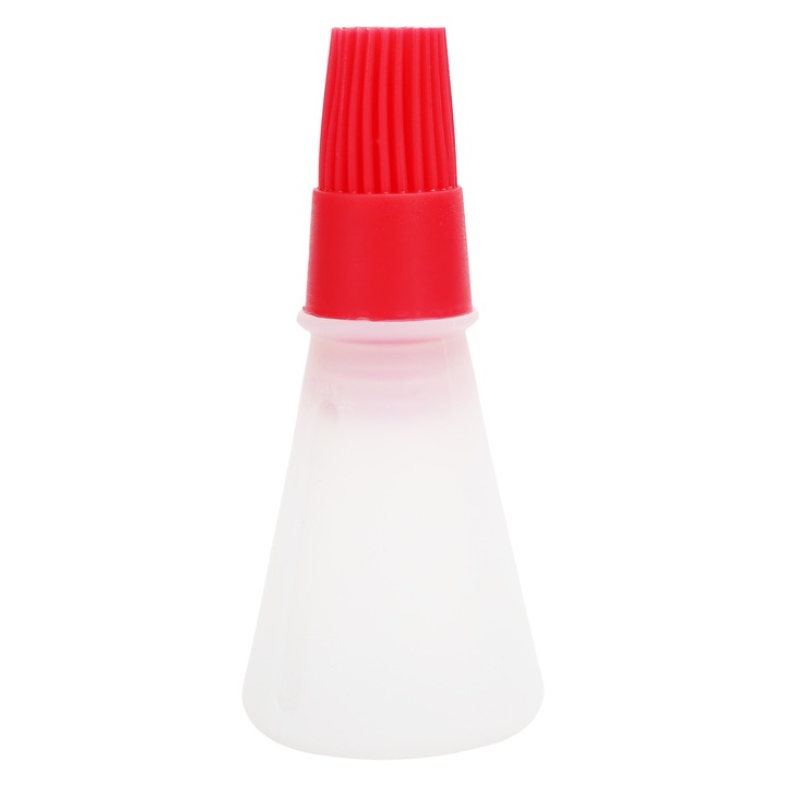 Perie cu recipient pentru ulei QttvbTna, silicon, rosu, 11.5x5cm