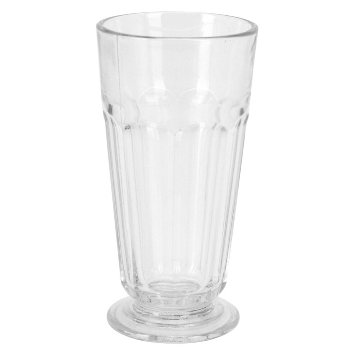 Pohár tejeskávéhoz és fagylalthoz, Openhome, talpas, bordázott, 290 ml, magassága 15 cm, átmérője 7,5 cm, üveg kehely, átlátszó