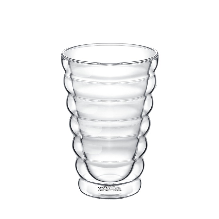 Termoüveg dupla falakkal, Wilmax England, hőálló üveg, 400 ml, kávéhoz és teához
