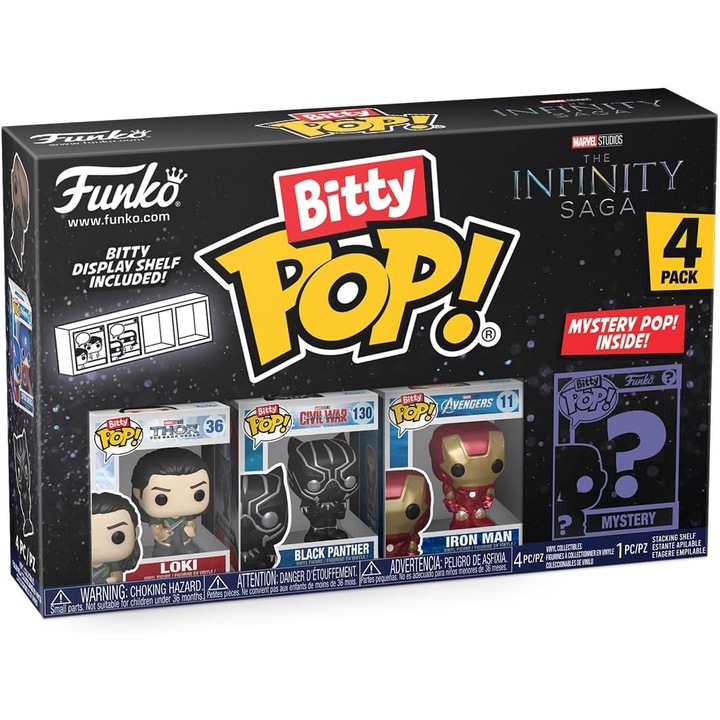 Комплект 4 Мини фигурки Funko, Bitty Pop, Marvel, Локи, 2, 3 cm, Многоцветен