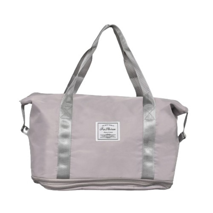 Дамска сгъваема чанта 2643-2, 40/30/20 см, Текстил, Сива