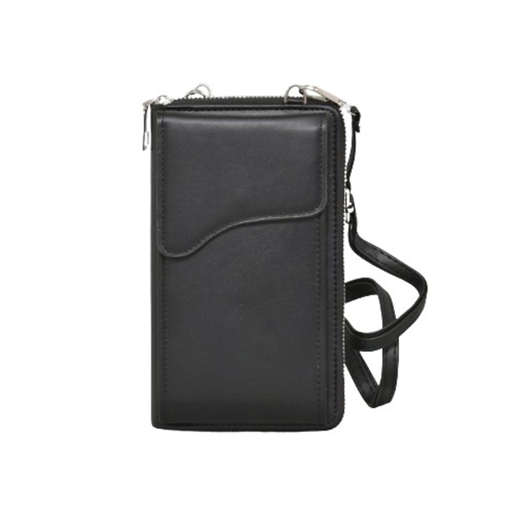 Kézitáska 817-1-1, 11/19/4 cm, Eco bőr, Fekete