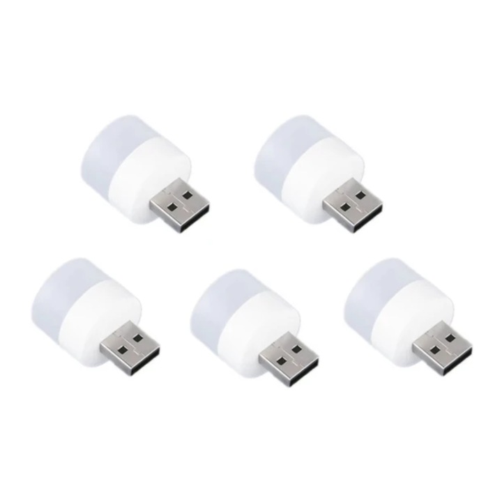 Set 5 becuri LED, USB A, lumina rece