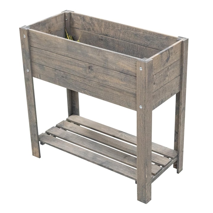 Suport pentru flori, ITA Home & Garden, Lemn, 80x37x78cm, Gri