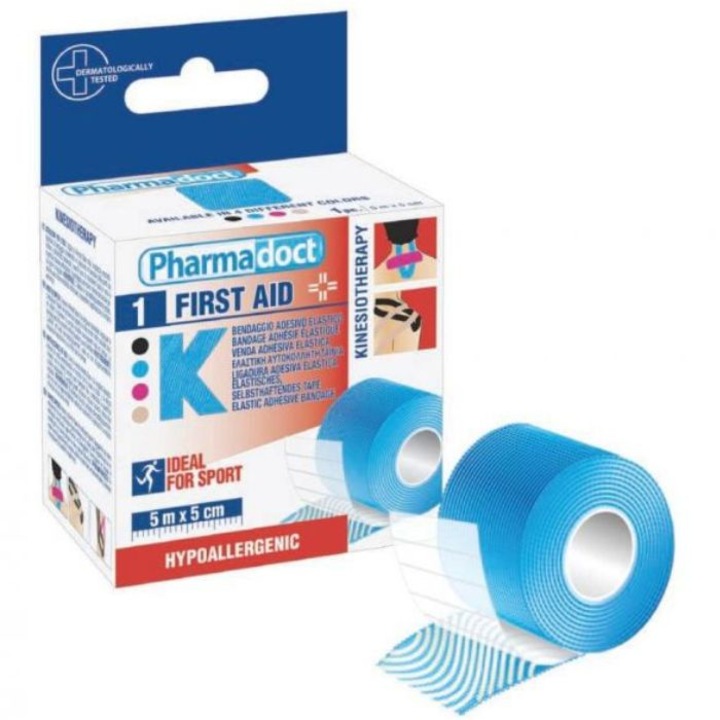Кинезио терапевтична лента Pharmadoct, Синя 5 м х 5 см