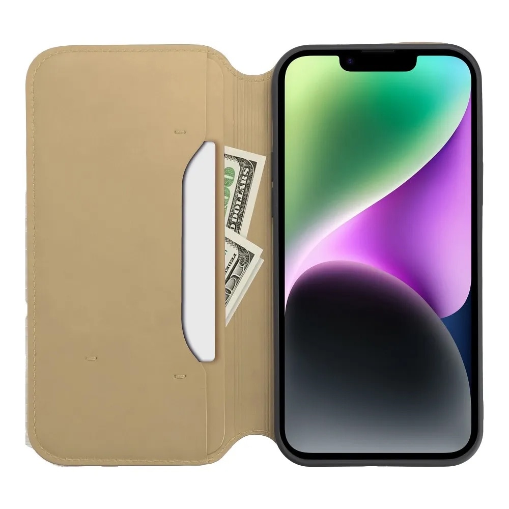 Husa pentru Samsung Galaxy A55 5G Daden Tip carte, Dual Pocket, Suport card, Functie de Stand si Inchidere Magnetica, Protectie Sporita, Auriu