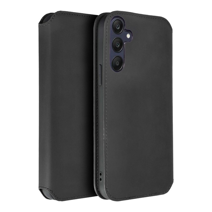 Калъф за Samsung Galaxy A55 5G Daden тип книга, двоен джоб, държач за карти, функция стойка и магнитно затваряне, подобрена защита, черен