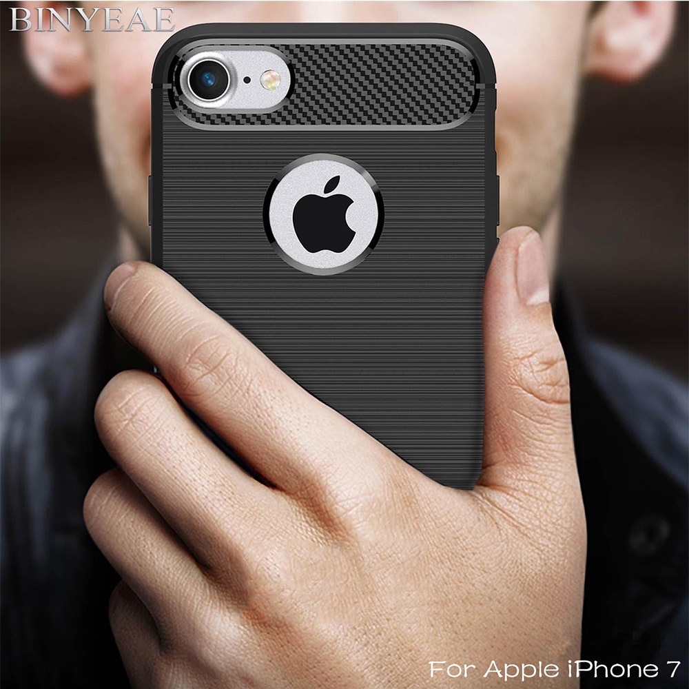 Husa protectie Mat-Tech compatibila cu iPhone 7 / 8 / SE 2020 / SE 2022, Textura Carbon, Finisaj Mat, Anti-Shock, Anti-Fingerprint, Rezistenta la impact, Negru