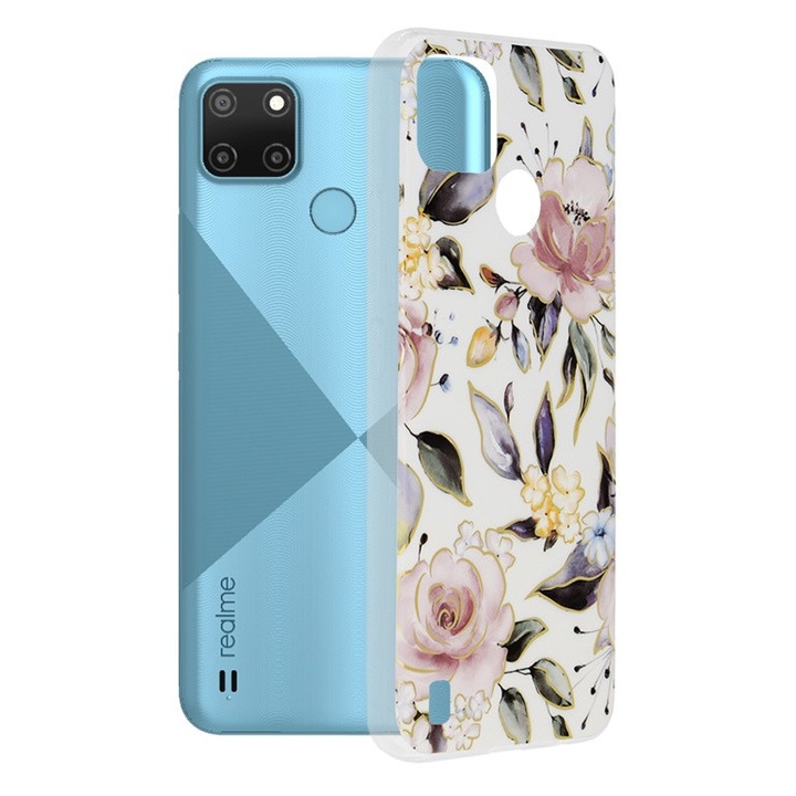 Високо защитен калъф за Realme C21Y/C25Y, AIR Compact, N42, Термоустойчива пластмаса, ChloePearl White