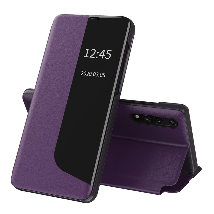 Кейс с висока степен на защита за Huawei P20 Pro, AIR, V15, Екологична кожа, Berry Purple