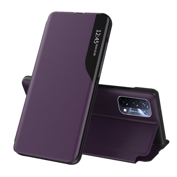 Високо защитен калъф за Oppo A54 5G/A74 5G/OnePlus Nord N200 5G, Sol Safe, M64, Еко кожа, Berry Purple