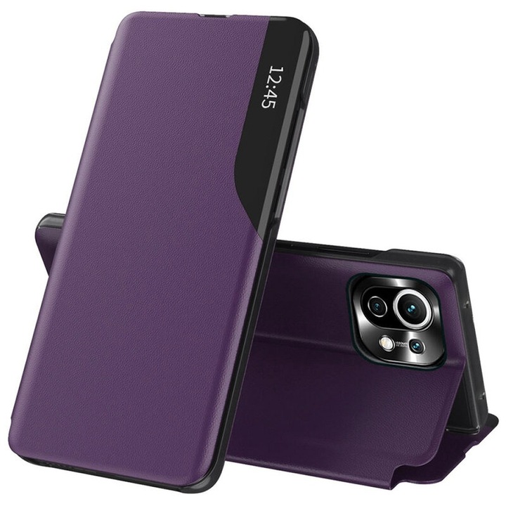 Високо защитен калъф за Xiaomi Mi 11 Lite 4G/Mi 11 Lite 5G/11 Lite 5G NE, Sol Protect, V59, Еко кожа, Berry Purple