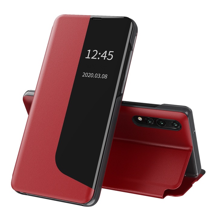 High Protection tok Huawei P20 Pro-hoz, Sol Protect, M45, ökológiai bőr, elegáns rubin