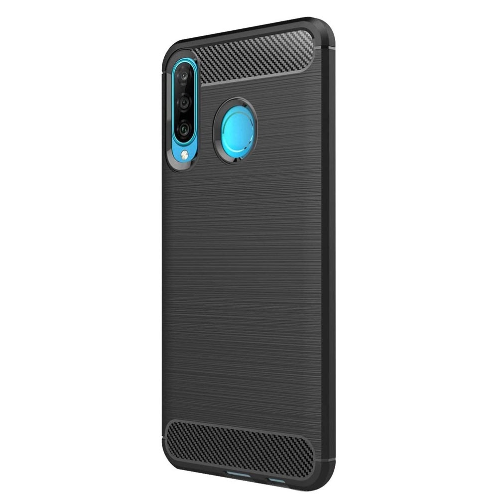 Husa pentru Huawei P30 Lite / P30 lite New Edition, Techsuit Carbon Silicone, Black