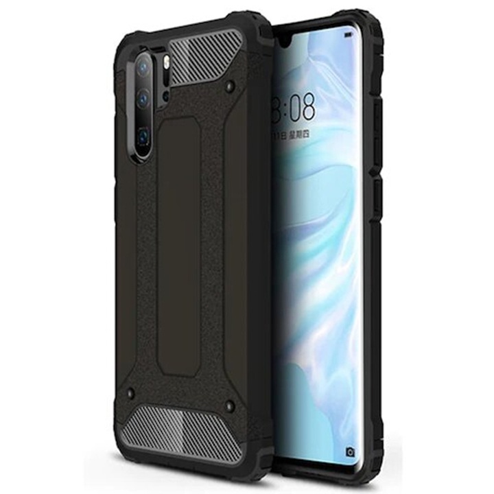 Magas védelmi tok Huawei P30 Pro-hoz, Sol Safe, V45, Kemény műanyag, Intense Dark