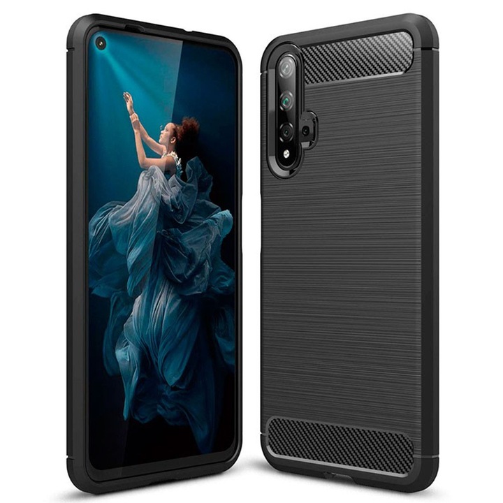 Magas védelmi tok Huawei Nova 5T/Honor 20 telefonhoz, Sol Power, P39, Hőálló műanyag, Intense Dark