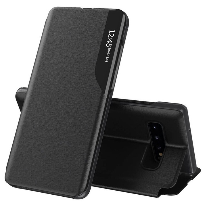 Magas védelmi tok Samsung Galaxy S10-hez, Sol Power, P67, ökológiai bőr, intenzív sötét