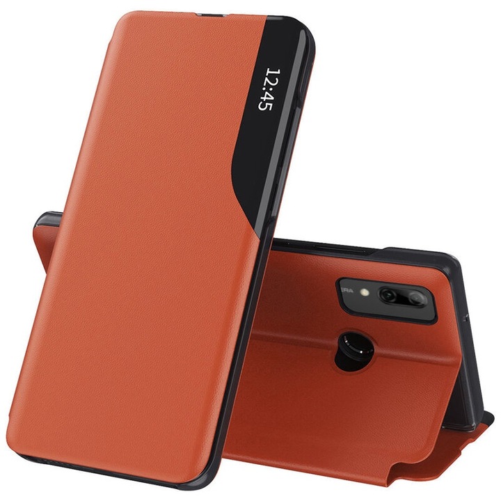 Magas védelmi tok Huawei P Smart 2019/P Smart 2020/Honor 10 Lite telefonhoz, Sol Power, I41, ökológiai bőr, narancssárga érintés