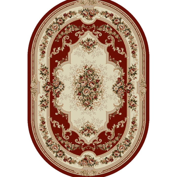 Covor Clasic, Home Vista, Lotos 574, Oval, Grena, 60x110 cm