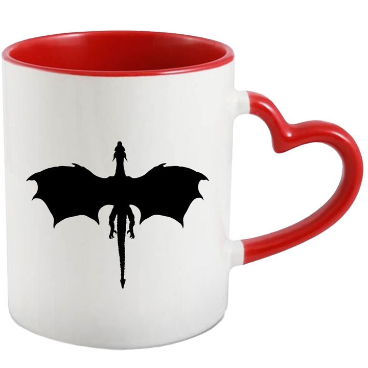 Cana cu un dragon care zboara in inaltul cerului cu Maner Inima Rosie