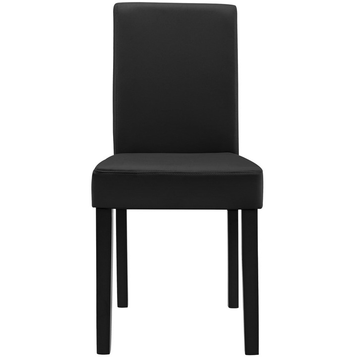 Стол за трапезария Sonata Zágráb, тапициран с еко кожа, комплект от 6 броя, 90 x 42 x 48 см, Черен