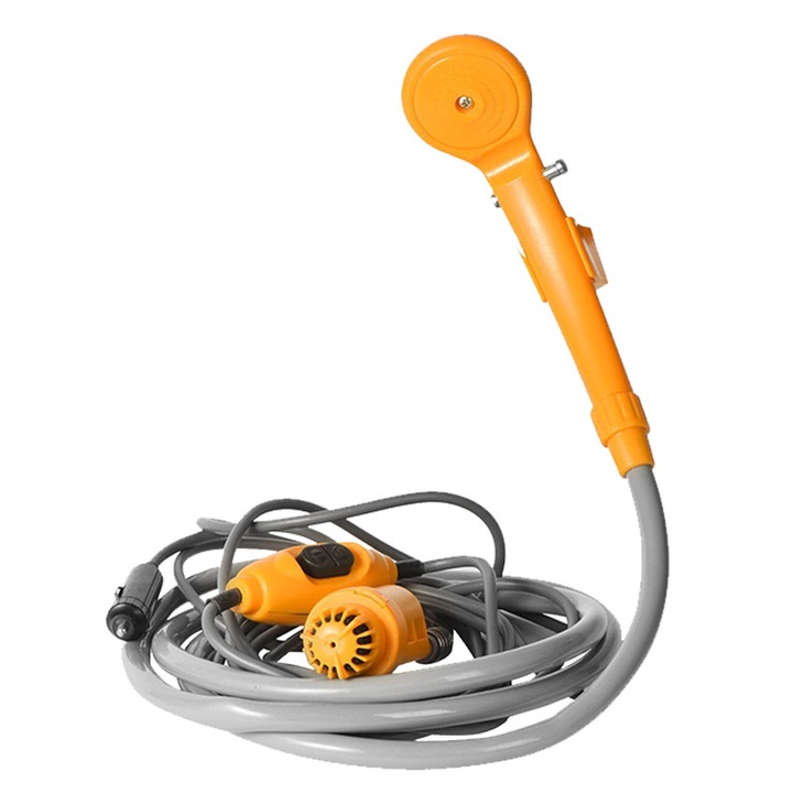 Set dus auto portabil pentru camping, 12 V, cablu 5M
