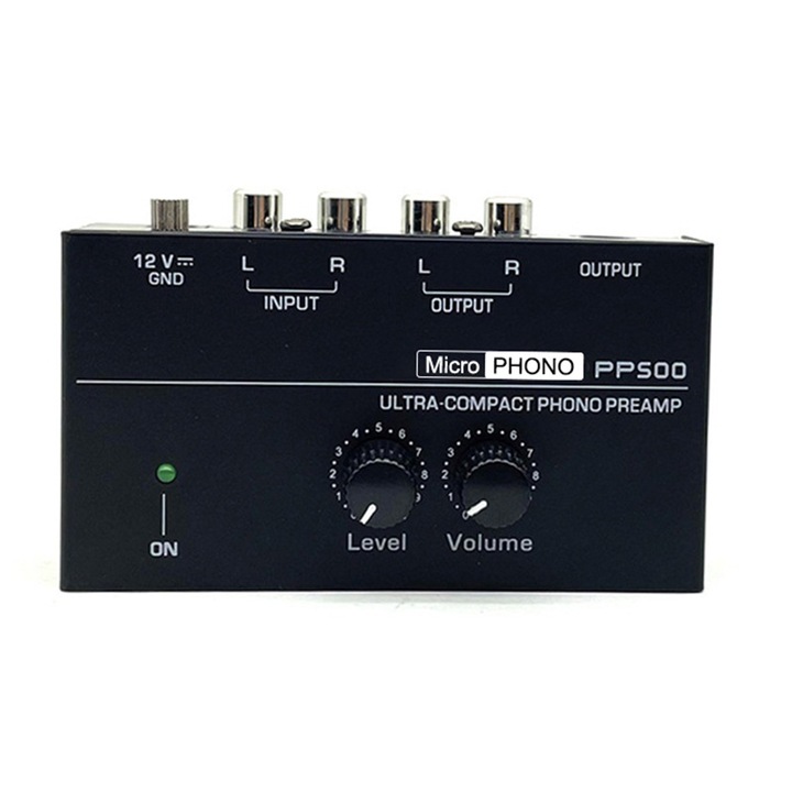 Грамофонен предусилвател JESWO PP500, настройка на усилването, черен, 230x105x65mm