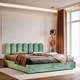 Panou Decorativ, Muralo, de perete, tapitat, 3D, Magic Velvet, 30 cm x 80 cm Forma Gard, Verde Deschis, Pentru Dormitor