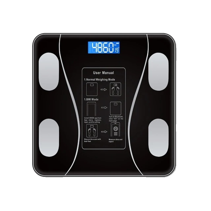 Цифрова телесна везна, интелигентна безжична връзка, цифрова, черна
