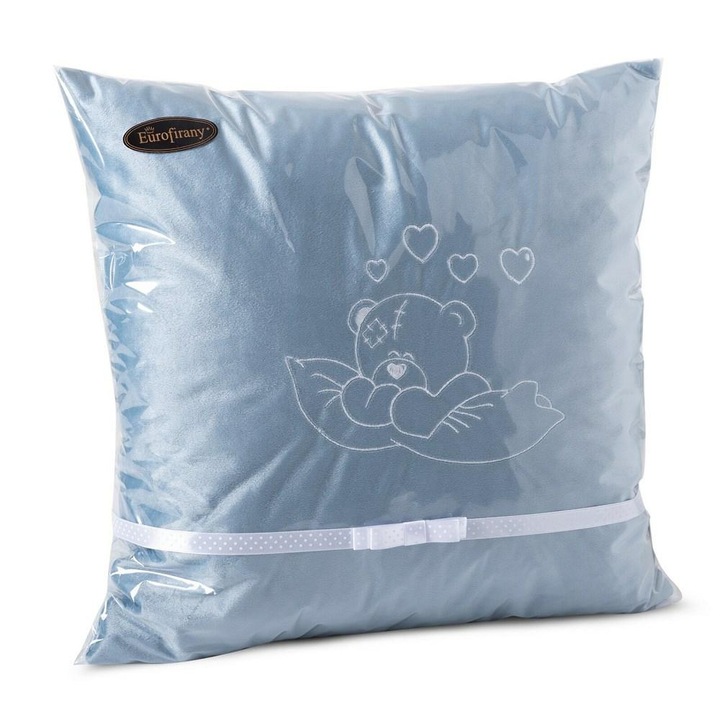 Set perna decorativa Eurofirany Meklanie, velur brodat, inchidere cu fermoar, albastru marin, 40x40cm