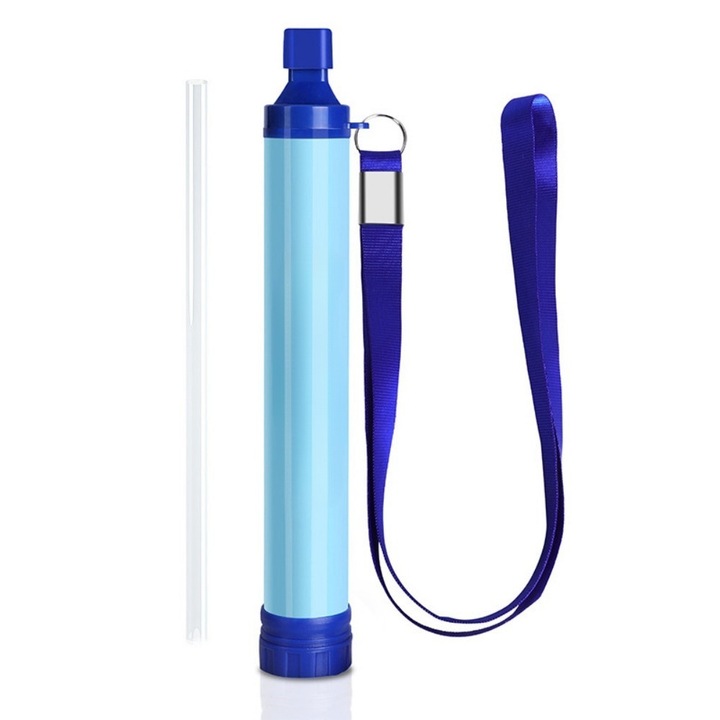 Преносим воден филтър за къмпинг, туризъм, пътуване и извънредни ситуации, 1500 литра живот, син