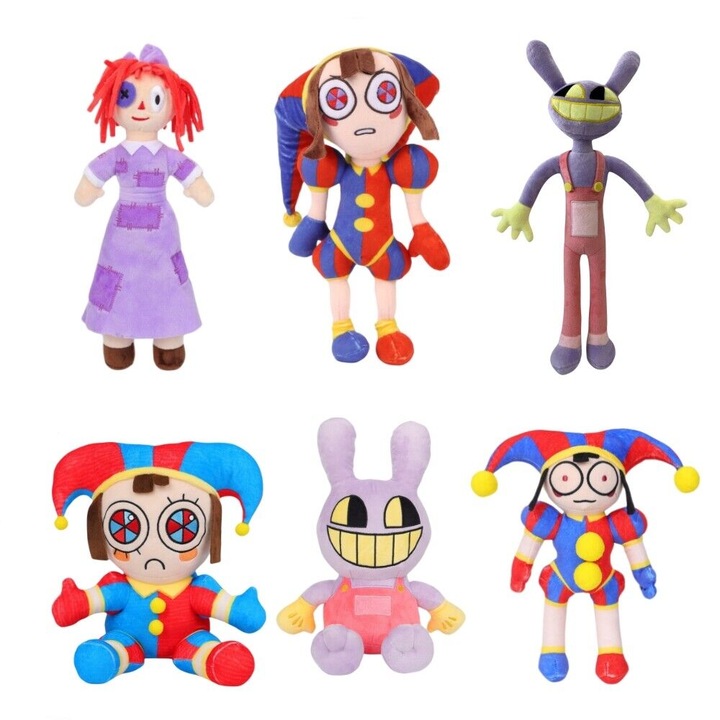 Set de jucarii, The Amazing Digital Circus, Plush, 6 piese, 28 cm