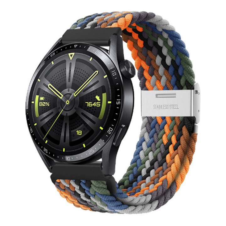 Каишка за часовник за Huawei Watch GT, GT2, GT3, Samsung Galaxy Watch 3 или всеки умен часовник с 22 mm ширина на каишката, JENUOS®, регулируема, найлонова, цветна