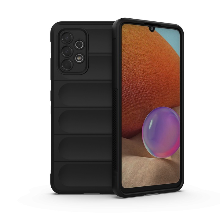 Husa telefon, silicon lichid, protectie microfibra, negru, Samsung Galaxy A32 4G