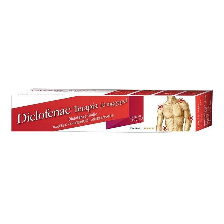 Gel Diclofenac, antiinflamator, 45 g, Terapia