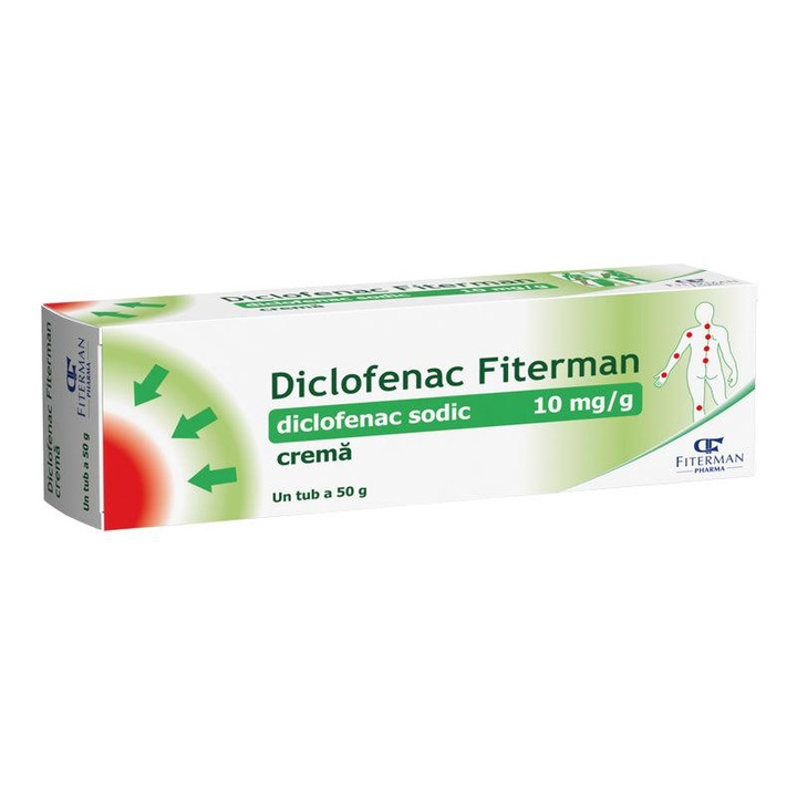 Crema Diclofenac, antiinflamator, 10 mg/g, 50 g, Fiterman