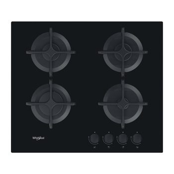 Plita incorporabila pe gaz Whirlpool GOB 616/NB, 59 cm, 4 arzatoare pe gaz, aprindere automata prin scanteie, neagra