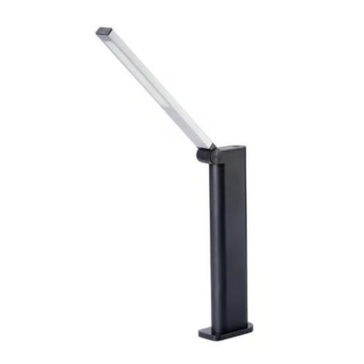 Lampa LED de birou Philips Amber DSK202, 5W, 120 lm, intensitate luminoasa reglabila, temperatura lumina 4000K, 24.5 cm, Negru, Clasa energetica D