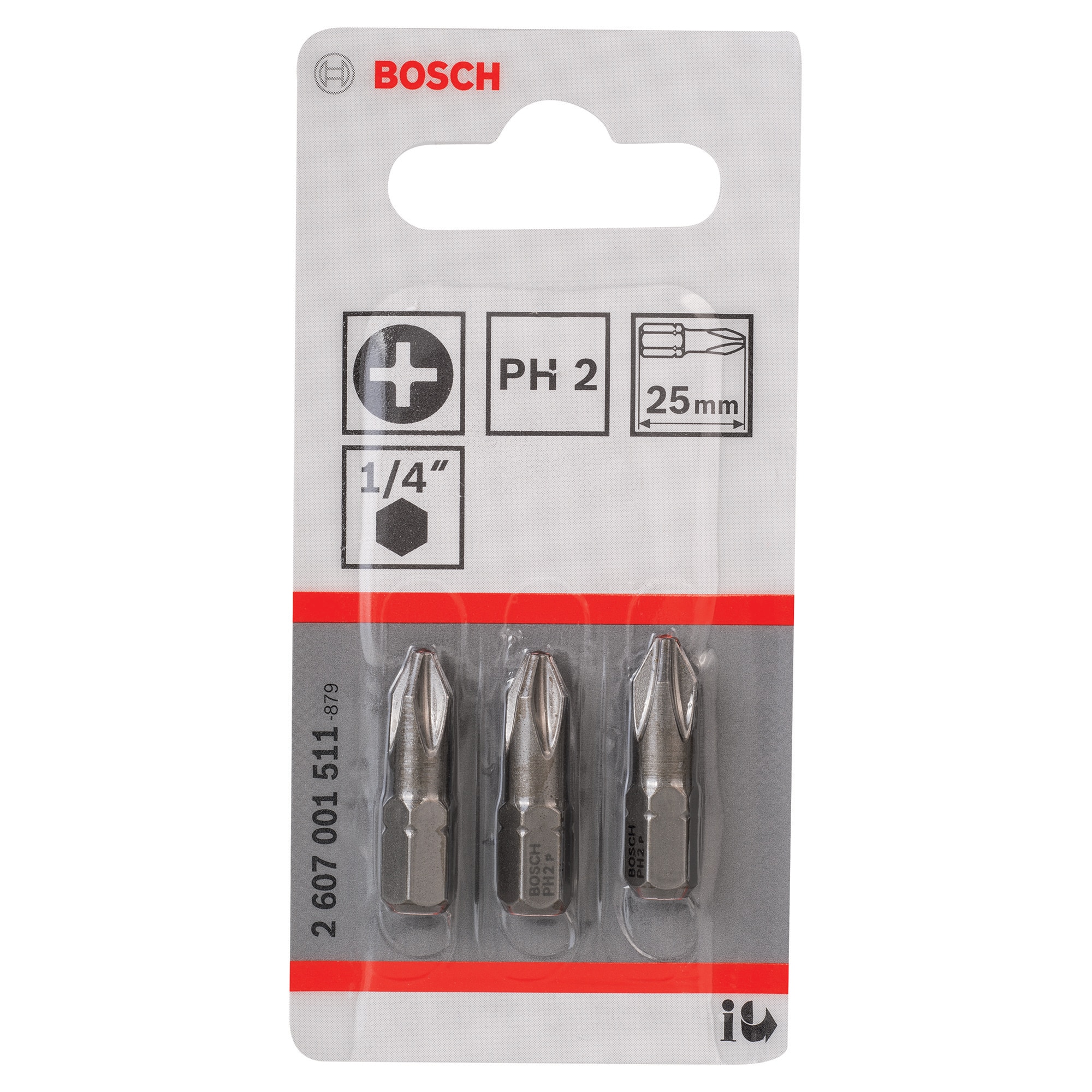 Set 3 biti pentru insurubare Bosch ExtraHard 2607001511, profil Philips, 25 mm lungime