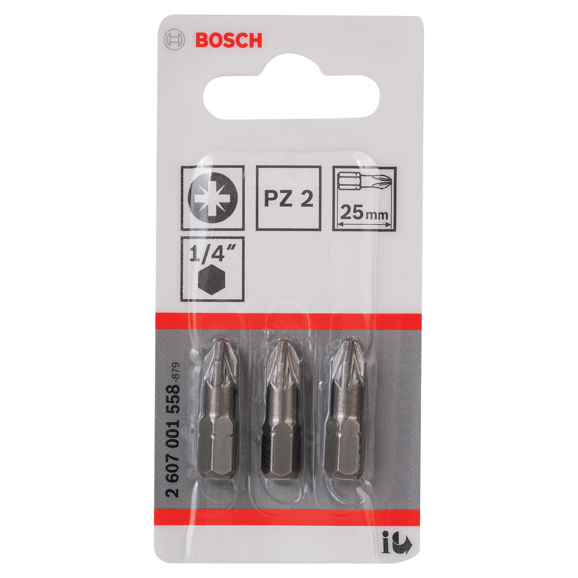 Set 3 biti pentru insurubare Bosch ExtraHard 2607001558, profil Pozidriv, 25 mm lungime