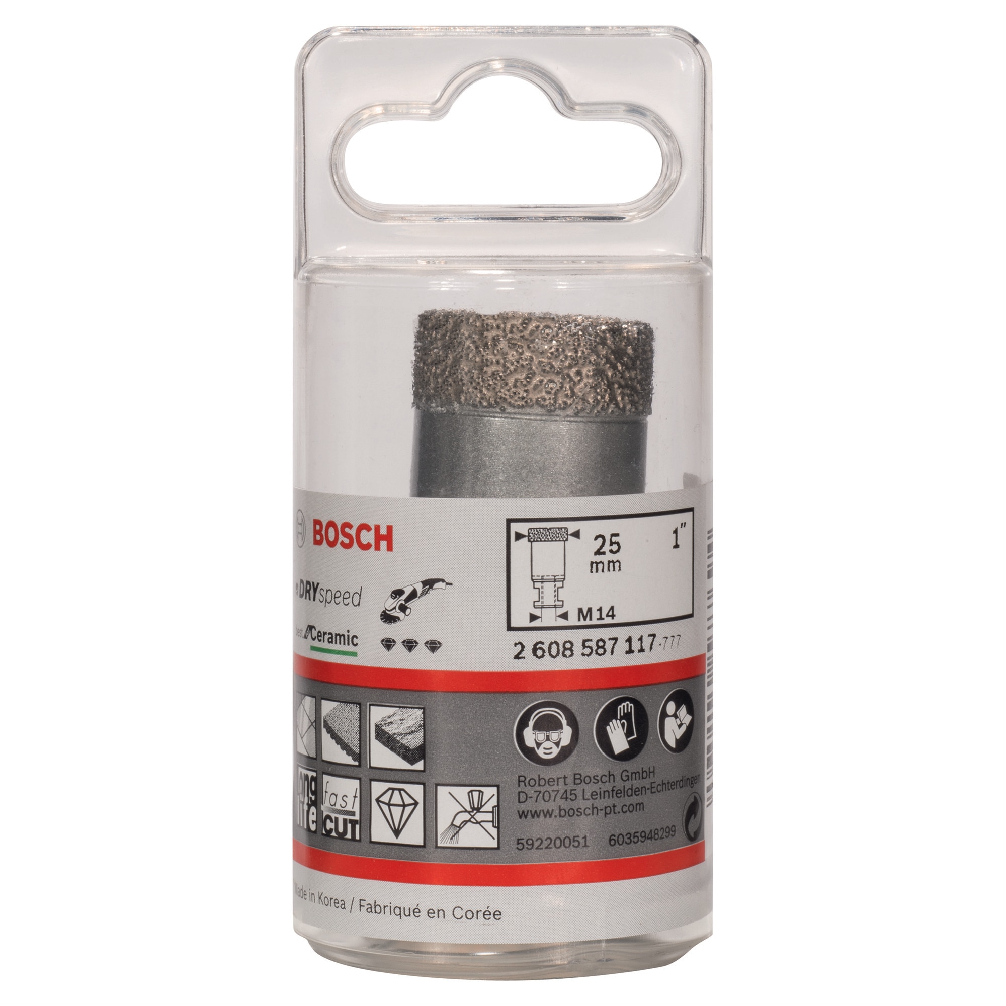 Carota diamantata pentru polizor Bosch Best for Ceramic Dry Speed 25 mm, M14