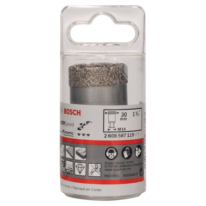 Carota diamantata pentru polizor Bosch Best for Ceramic Dry Speed 30 mm, M14